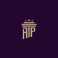 diseño de logotipo de monograma inicial rp para abogados de bufete de abogados con imagen de vector de pilar