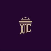 diseño de logotipo de monograma inicial xc para abogados de bufete de abogados con imagen de vector de pilar