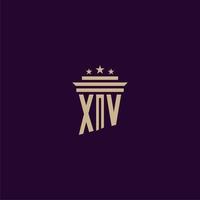 XV initial monogram logo design for lawfirm lawyers with pillar vector image