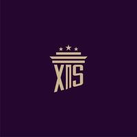 diseño de logotipo de monograma inicial xs para abogados de bufete de abogados con imagen de vector de pilar