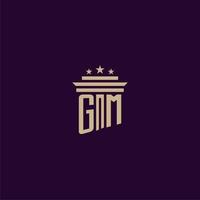 GM initial monogram logo design for lawfirm lawyers with pillar vector image