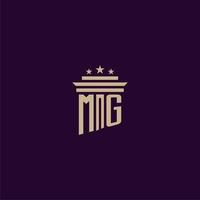 MG initial monogram logo design for lawfirm lawyers with pillar vector image