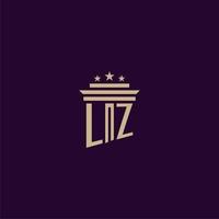 LZ initial monogram logo design for lawfirm lawyers with pillar vector image