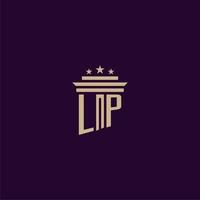 diseño de logotipo de monograma inicial de lp para abogados de bufete de abogados con imagen de vector de pilar