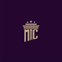 MC initial monogram logo design for lawfirm lawyers with pillar vector image