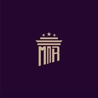 MR initial monogram logo design for lawfirm lawyers with pillar vector image