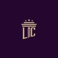 LC initial monogram logo design for lawfirm lawyers with pillar vector image