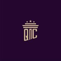 QC initial monogram logo design for lawfirm lawyers with pillar vector image