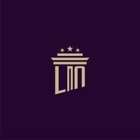 LN initial monogram logo design for lawfirm lawyers with pillar vector image