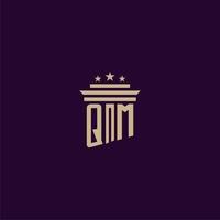 QM initial monogram logo design for lawfirm lawyers with pillar vector image