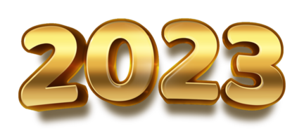 happy new year 2023 celebration eve golden shiny text fonts png