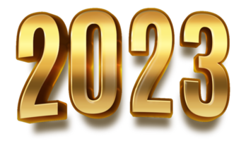 bonne année 2023 célébration veille polices de texte brillant doré png