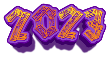 2023 happy new year eve gold purple text glitter shiny png