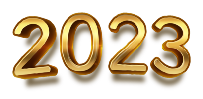 feliz año nuevo 2023 celebración víspera dorado brillante fuentes de texto png