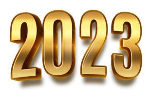 happy new year 2023 celebration eve golden shiny text fonts png