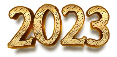 frohes neues jahr 2023 feierabend goldene glänzende textschriftarten png