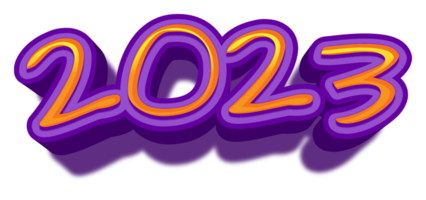 2023 feliz véspera de ano novo ouro roxo texto glitter brilhante png