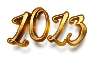 happy new year 2023 celebration eve golden shiny text fonts png
