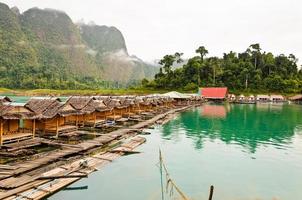 Lake and bamboo hut resort vintage country style photo