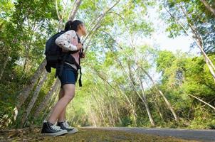 Hiker in forest photo