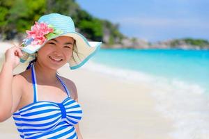 Girl on the beach at Thailand photo