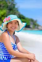 Happy girl on the beach at Thailand photo