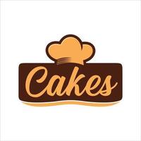 Bakery lettering and calligraphy logo design, cakes vector