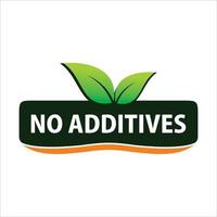 No additives sign for healthy natural food products label, vector isolated pictogram with plant leaf