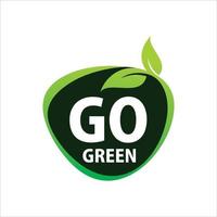 Go Green icon with eco-friendly slogan - green pin with plant leaf and message inside - isolated vector motivation picture