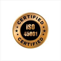 ISO 45001 - Health And Safety, certification stamp. Flat style, simple design vector