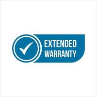 Extended warranty label or sticker. Badge, icon, stamp. Vector stock illustration.