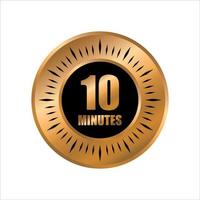 10 timer minutes symbol style isolated on white background. time gold label vector