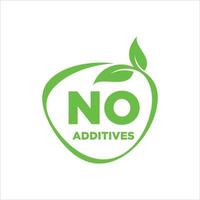 No additives sign for healthy natural food products label, vector isolated pictogram with plant leaf