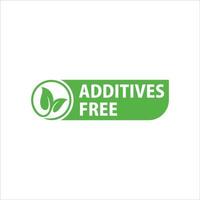 No additives sign for healthy natural food products label, vector isolated pictogram with plant leaf