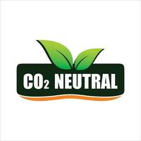 CO2 neutral green rough textured stamp - carbon emissions free no air atmosphere pollution industrial production eco-friendly isolated sign vector