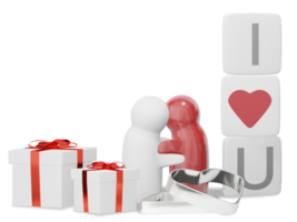 Valentijnsdag geschenk. verjaardag geschenk met liefde ik liefde u brief. gelukkig viering Cadeau icoon. 3d renderen png