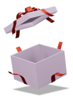 Valentine's Christmas gift. Birthday gift with love with opened box. Happy celebration present icon. 3D rendering png