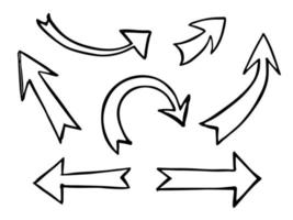 conjunto de ilustración de flecha de tinta dibujada a mano. imágenes prediseñadas de garabatos de negocios. elemento único para el diseño vector