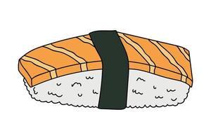 Hand drawn sushi clipart. Japanese traditional cuisine dishes. Asian food vector