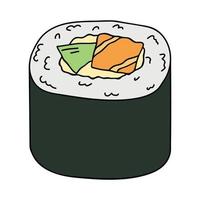 clipart de rollo de sushi dibujado a mano. platos de la cocina tradicional japonesa. comida asiática vector