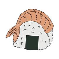 Hand drawn onigiri clipart. Japanese fast food made of rice. Rice ball in nori seaweed vector