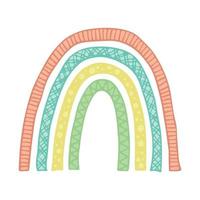 ilustración de un solo garabato de arco iris. clipart dibujado a mano para tarjeta, diseño vector