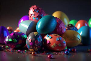 Easter, April 9, Christian Day To commemorate the resurrection of Jesus, a symbol of hope, rebirth and forgiveness, the Easter Egg Hunt decorates eggs with patterns and bright colors. photo