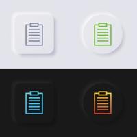 conjunto de iconos de portapapeles, diseño de interfaz de usuario suave de botón de neumorfismo multicolor para diseño web, interfaz de usuario de aplicación y más, botón, vector. vector