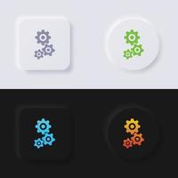 Cog icon set, Multicolor neumorphism button soft UI Design for Web design, Application UI and more, Button, Vector. vector