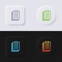 conjunto de iconos de portapapeles, diseño de interfaz de usuario suave de botón de neumorfismo multicolor para diseño web, interfaz de usuario de aplicación y más, botón, vector. vector