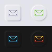 conjunto de iconos de sobre, diseño de interfaz de usuario suave de botón de neumorfismo multicolor para diseño web, interfaz de usuario de aplicación y más, botón, vector. vector