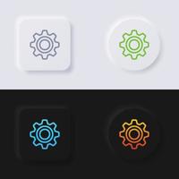 conjunto de iconos de cog, diseño de interfaz de usuario suave de botón de neumorfismo multicolor para diseño web, interfaz de usuario de aplicación y más, botón, vector. vector