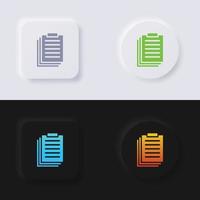 conjunto de iconos de portapapeles, diseño de interfaz de usuario suave de botón de neumorfismo multicolor para diseño web, interfaz de usuario de aplicación y más, botón, vector. vector