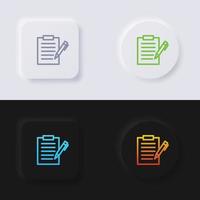 conjunto de iconos de portapapeles, diseño de interfaz de usuario suave de botón de neumorfismo multicolor para diseño web, interfaz de usuario de aplicación y más, botón, vector. vector